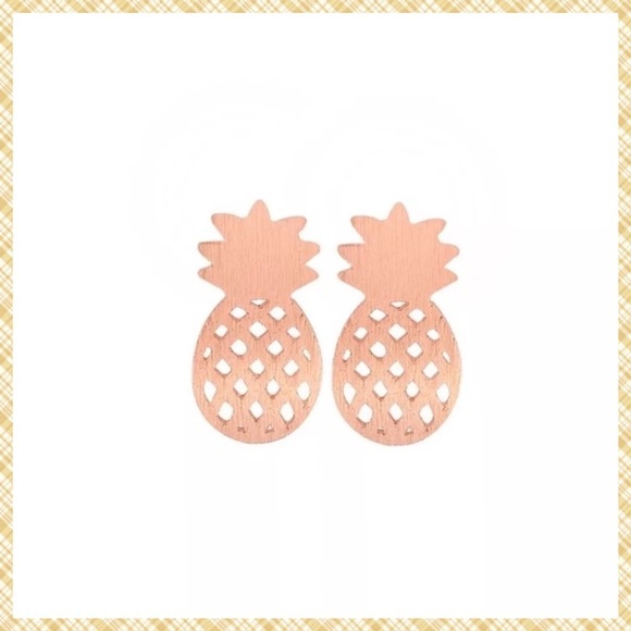 🍍ROSE GOLD PINEAPPLE STUD EARRINGS🍍NEW‎ - Picture 2 of 6
